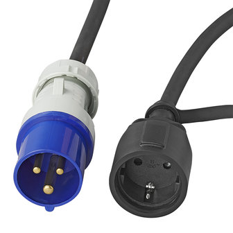 Adapter cable 150cm 3x2.5mm&sup2; from CEE plug to Schuko socket