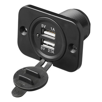 USB-port double flush mount 2100mA 12V/24V