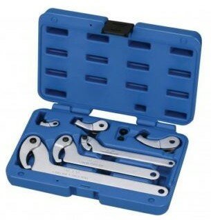 Adjustable hook &amp; pin wrench set 6-pc