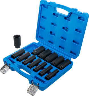 Impact Socket Set, Hexagon, deep 12.5 mm (1/2) drive Inch sizes 13 pcs