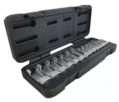 Socket wrench set for injector lines 14-piece