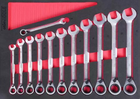 Open-end ratchet wrench set Switchable 12-piece