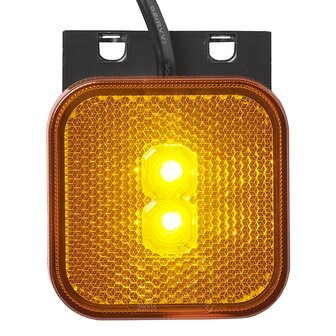 Side marker lamp 12/24V amber 65 x 65 mm LED with holder