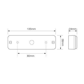 Rear lamp 12/24V 2 function 135x38mm LED with holder black