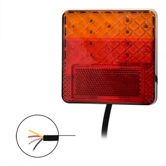 Rear lamp 12/24V 4 function 100x100mm LED