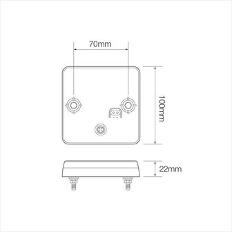 Rear lamp 12/24V 4 function 100x100mm LED