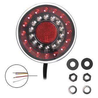 Rear lamp 12/24V 4 function 125mm LED