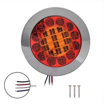 Rear lamp 3 function 122mm 24LED chrome