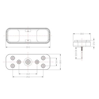 Rear lamp 5 function 284x100mm 36LED