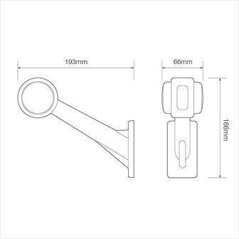 Outline marker lamp 12/24V red/white 166x193mm LED right