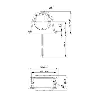 Outline marker lamp red/white 68x62mm 8LED