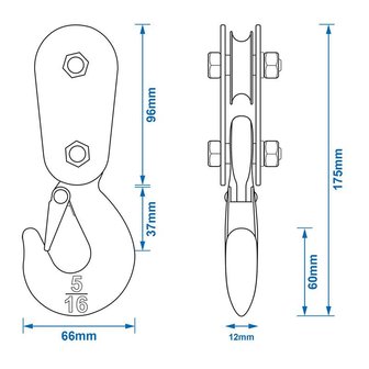 Pulley with hook for electric winch