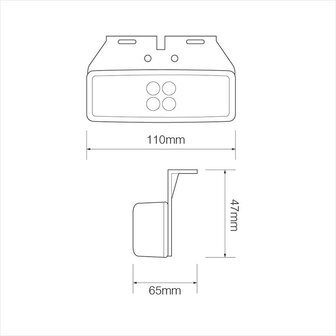 Front position lamp 12/24V red 110x40mm LED with holder