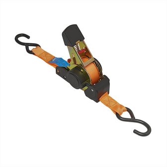 Tie down strap with ratchet + 2 hooks 350cm 320kg auto-retractable