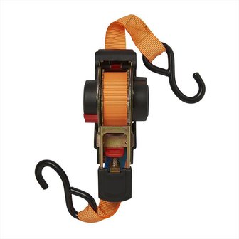 Tie down strap with ratchet + 2 hooks 350cm 320kg auto-retractable