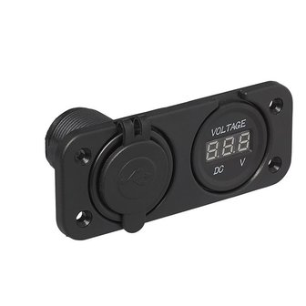 Flush mount kit: voltmeter 6-30V + USB-port double 2x2100mA