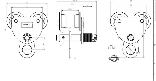 Trolley 2 tons for hoists