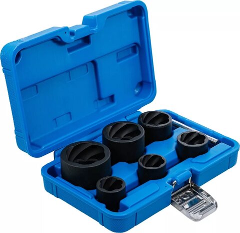 Twist Socket Set (Spiral Profile) / Screw Extractor 12.5 mm (1/2) + 20 mm (3/4) Drive 22 - 41 mm 6 pcs