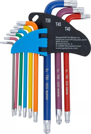 L-Type Wrench Set Multicolour T-Star (for Torx) with Ball Head T10 - T50 9 pcs