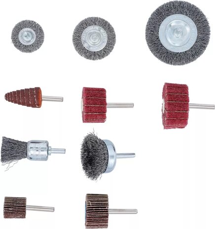 Wire Brush and Abrasive Flap Wheel Set 10 pcs