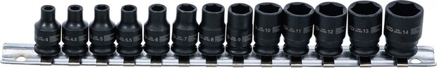 Impact Socket Set Hexagon (1/4) Drive 4 - 14 mm 13 pcs