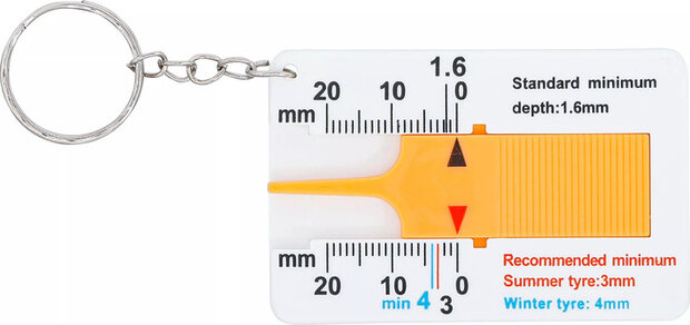 Tyre Tread Depth Gauge with Keychain 0 - 20 mm