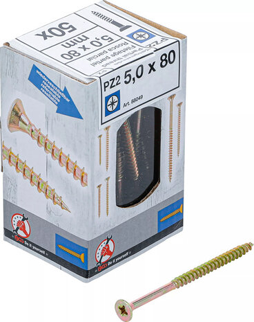 Multi-Purpose Screws Cross Slot PZ2 5.0 x 80 mm 50 pcs