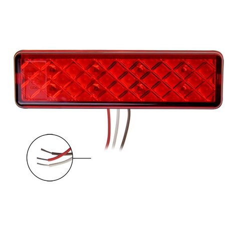 Rear lamp 12/24V 2 function 135x38mm LED with holder black