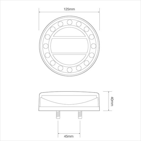 Rear lamp 12/24V 4 function 125mm LED