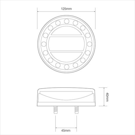 Rear lamp 12/24V 4 function 125mm LED