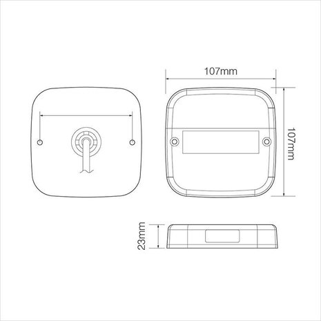 Rear lamp 12V 5 function 107x107mm 8LED