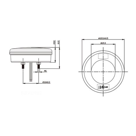 Rear lamp 3 function 122mm 24LED