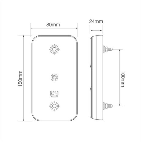 Rear lamp 12/24V 4 function 80x150mm LED