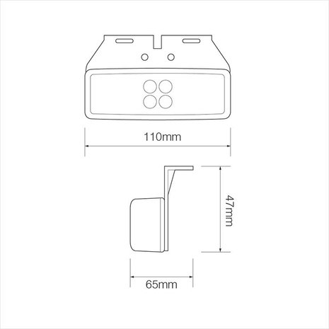 Front position lamp 12/24V white 110x40mm LED with holder