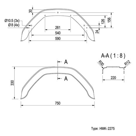 Mudguard plastic 14 inch (2275)