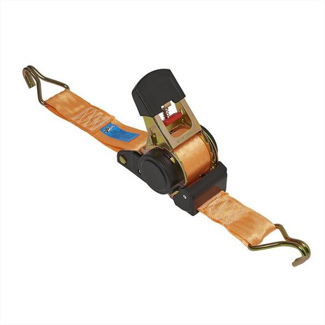 Tie down strap with ratchet + 2 hooks 450cm 750kg auto-retractable