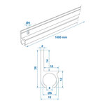 Aluminium tentrail 180° 100 x 2.6 cm