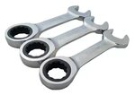 Ratchet ring spanner set extra short 8 - 19 mm 12-piece