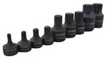 Stubby Impact Spline Bit Cap Set M4 to M18 Low Profile 9-piece