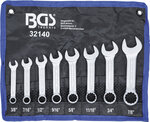 Combination Spanner Set, extra short Inch sizes 3/8 - 7/8, 8 pcs.