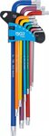 L-Type Wrench Set Multicolour extra lang T-Star tamperproof (for Torx) T10 - T50 9 pcs