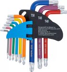 L-Type Wrench Set Multicolour short T-Star (for Torx) with Ball Head T10 - T50 9 pcs