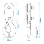 Pulley with hook for electric winch