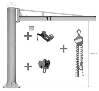 Set of column slewing crane 1ton manual chain hoist 1ton