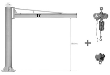 Set of column slewing crane 1ton electric chain hoist 1ton with hook