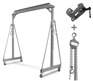 Gantry crane 1t + chain hoist and beam clamp