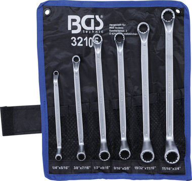 Double Ring Spanner Set deep offset ends Inch Sizes 1/4 - 3/4 6 pcs