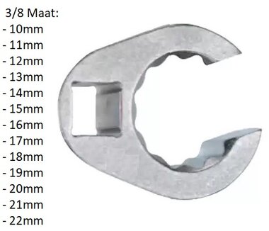 Crowfoot flare nut wrenches 3/8