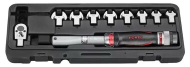 Head-interchangeable torque wrench & spanner set 10pc