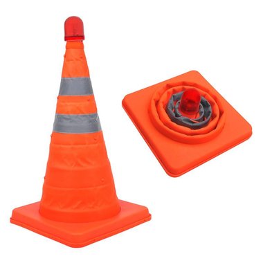 Safety cone collapsible with LED light